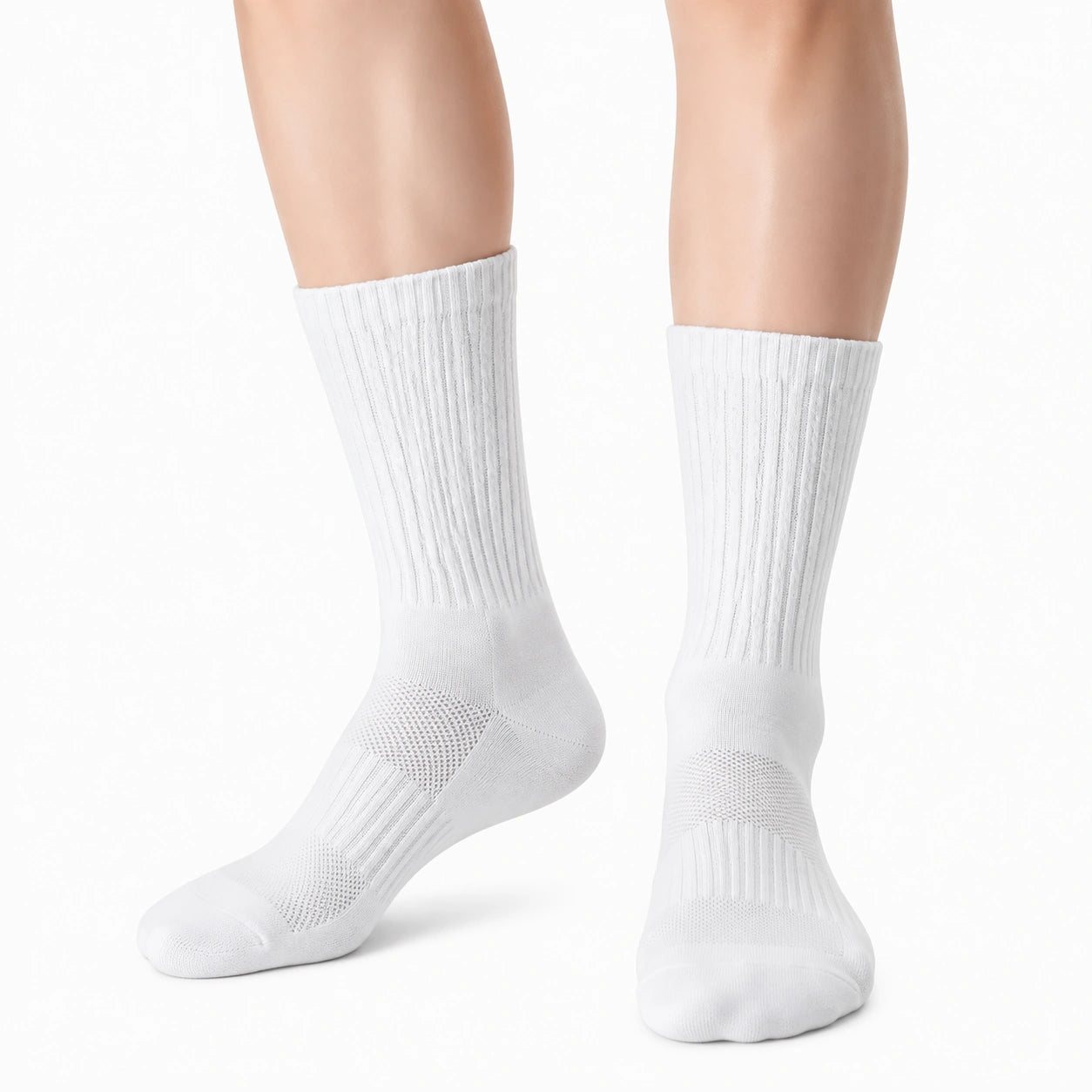 Calze sportive unisex 35-38 in tessuto bianco a coste traspiranti