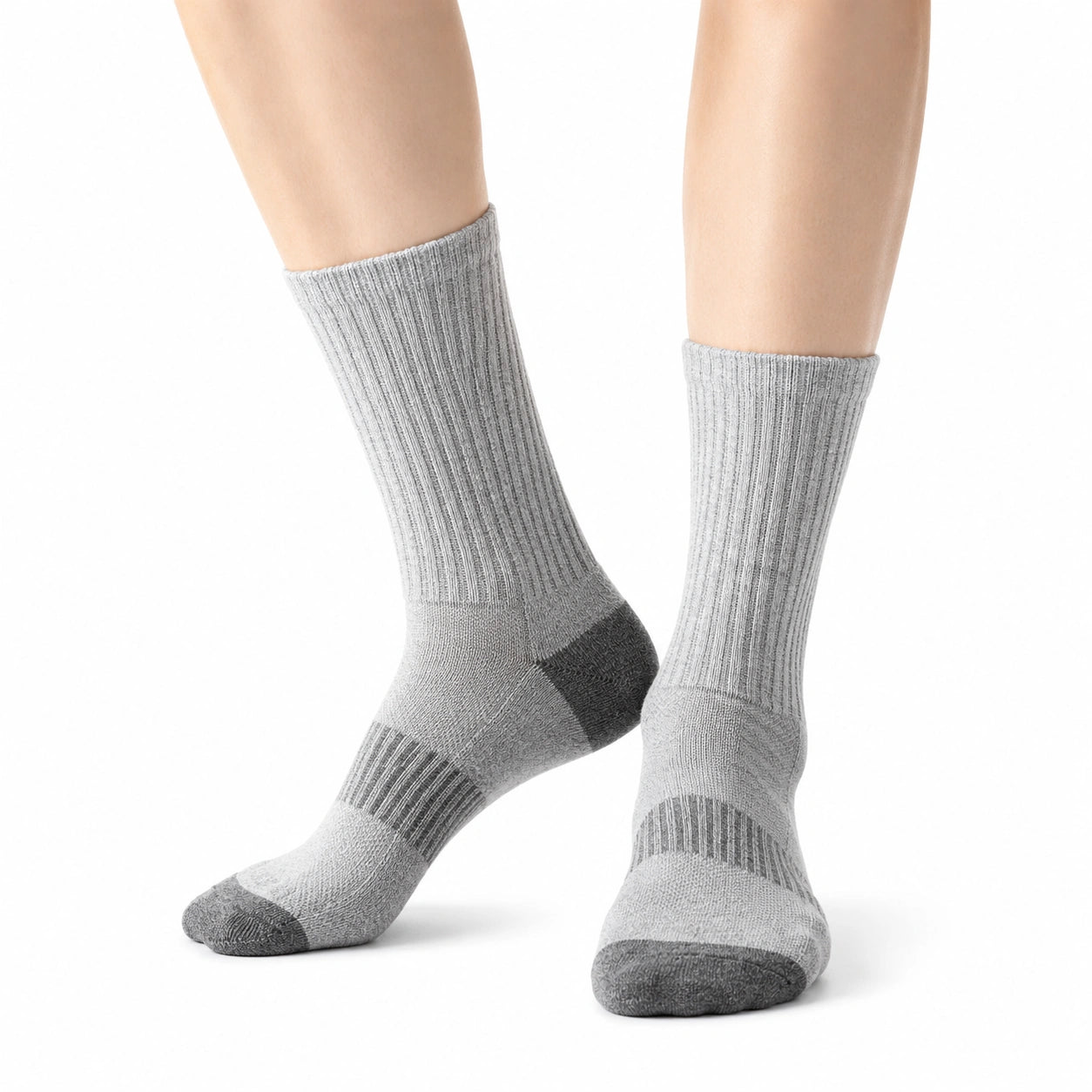 Calze sportive 39-42 grigio chiaro e antracite a costine con tallone rinforzato