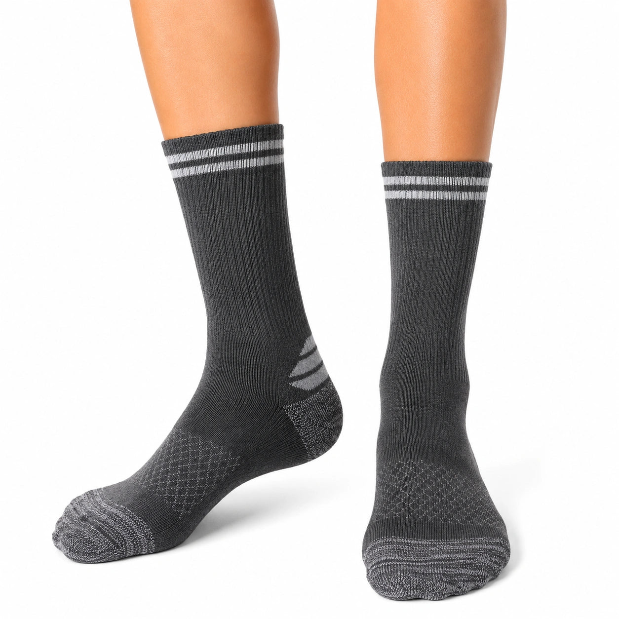 Calze sportive 43-46 in maglia grigio scuro con righe sportive