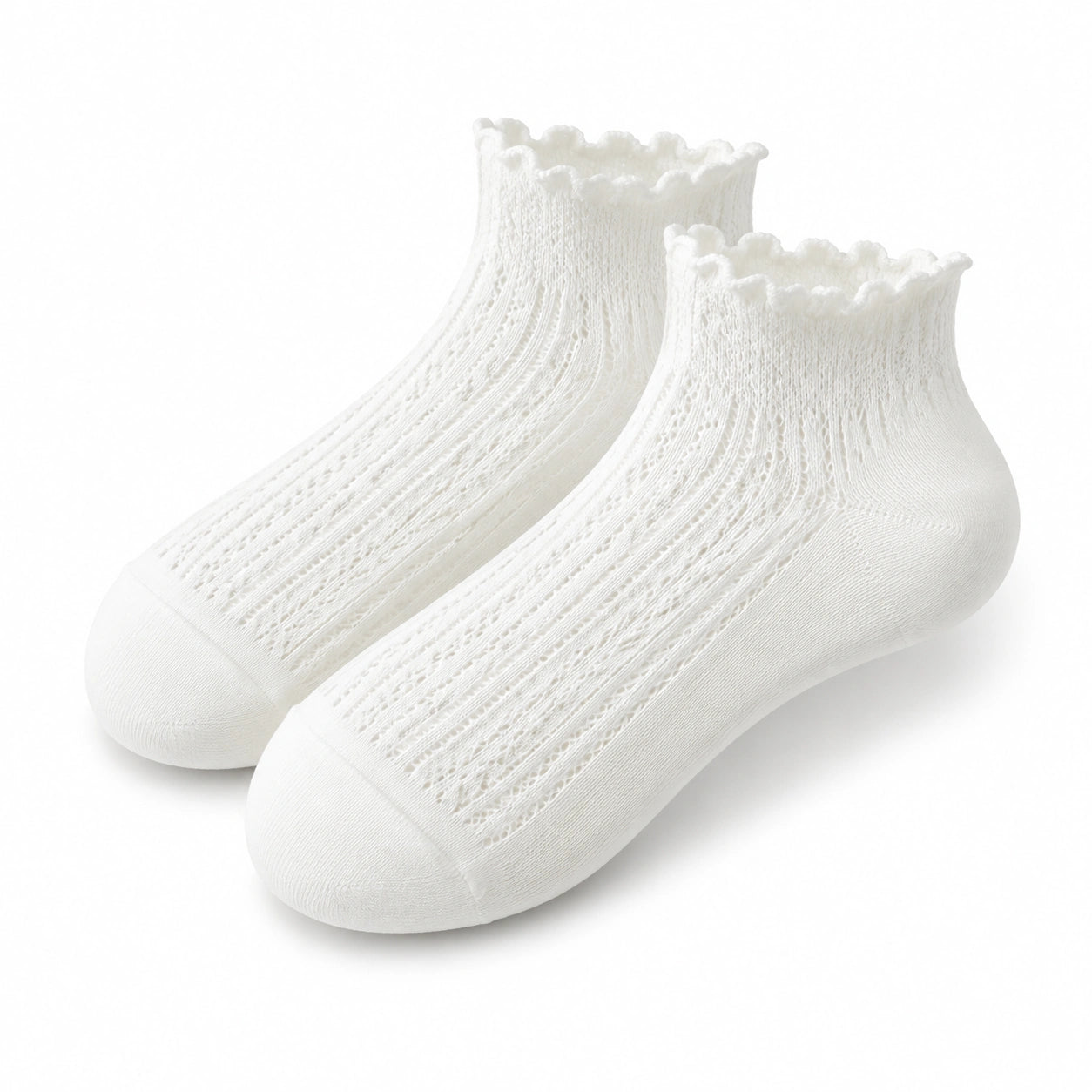 Calzini alla caviglia 35-38 bianchi in maglia traforata stile romantico