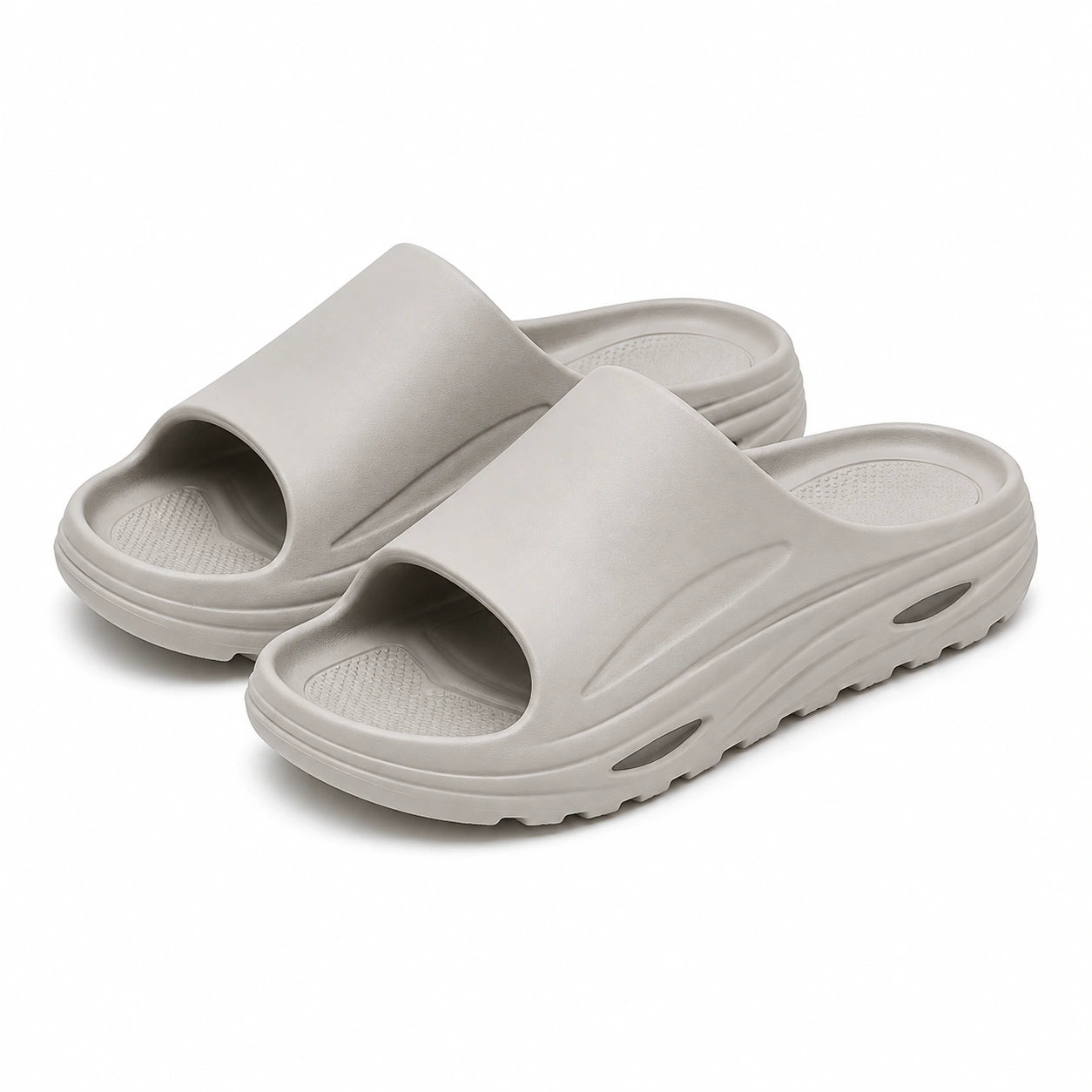 Ciabatte aperte 38/39 in materiale sintetico espanso grigio chiaro con suola sagomata