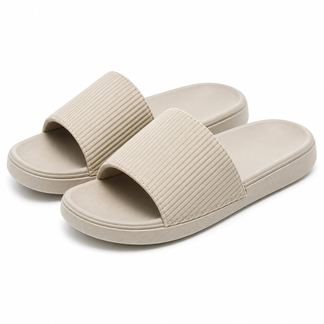 Ciabatte 40/41 beige in materiale sintetico per piscina con fascia testurizzata
