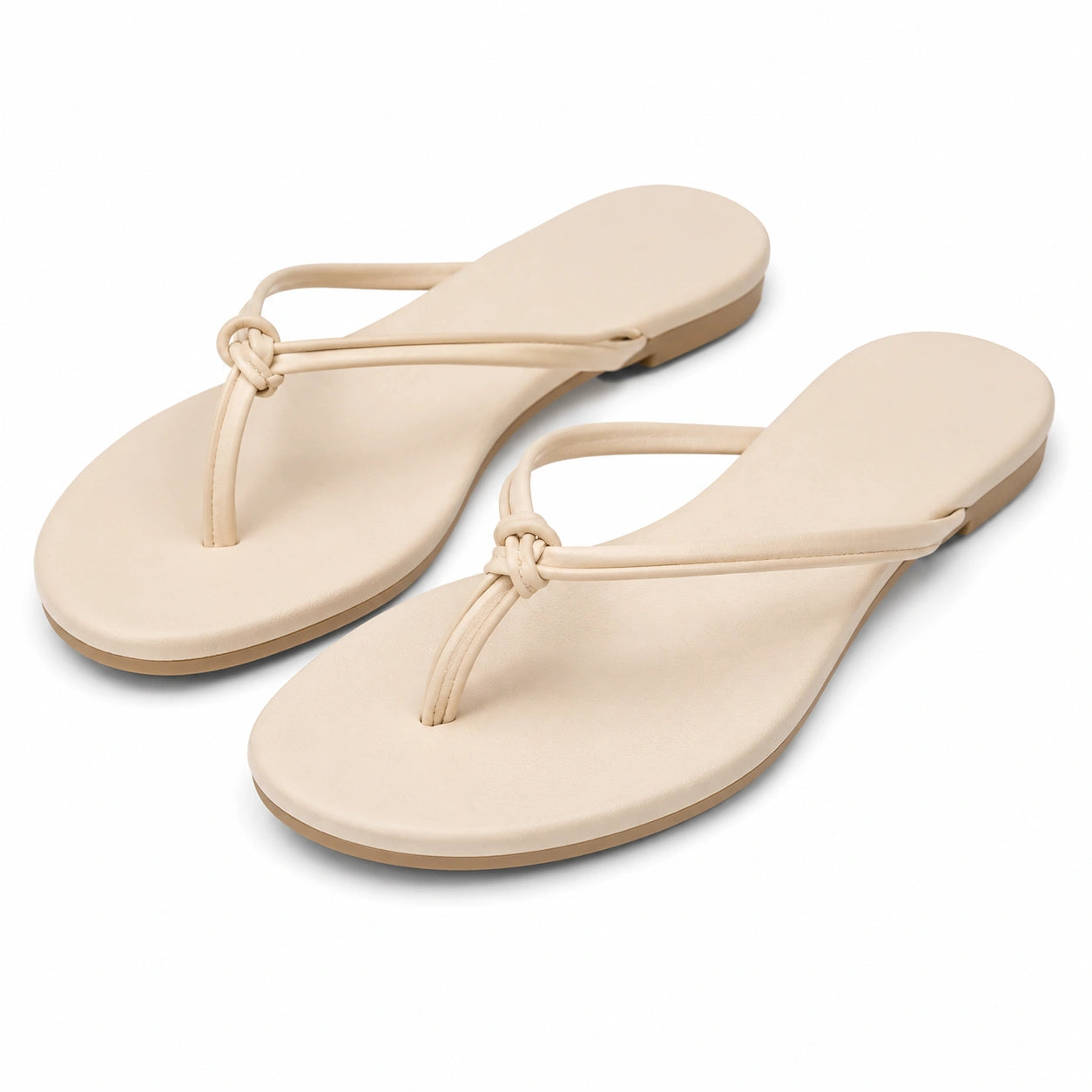 Infradito donna 36/37 beige in materiale sintetico con nodo - suola piatta