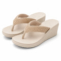 Infradito donna 36/37 beige con zeppa in materiale sintetico stile estivo