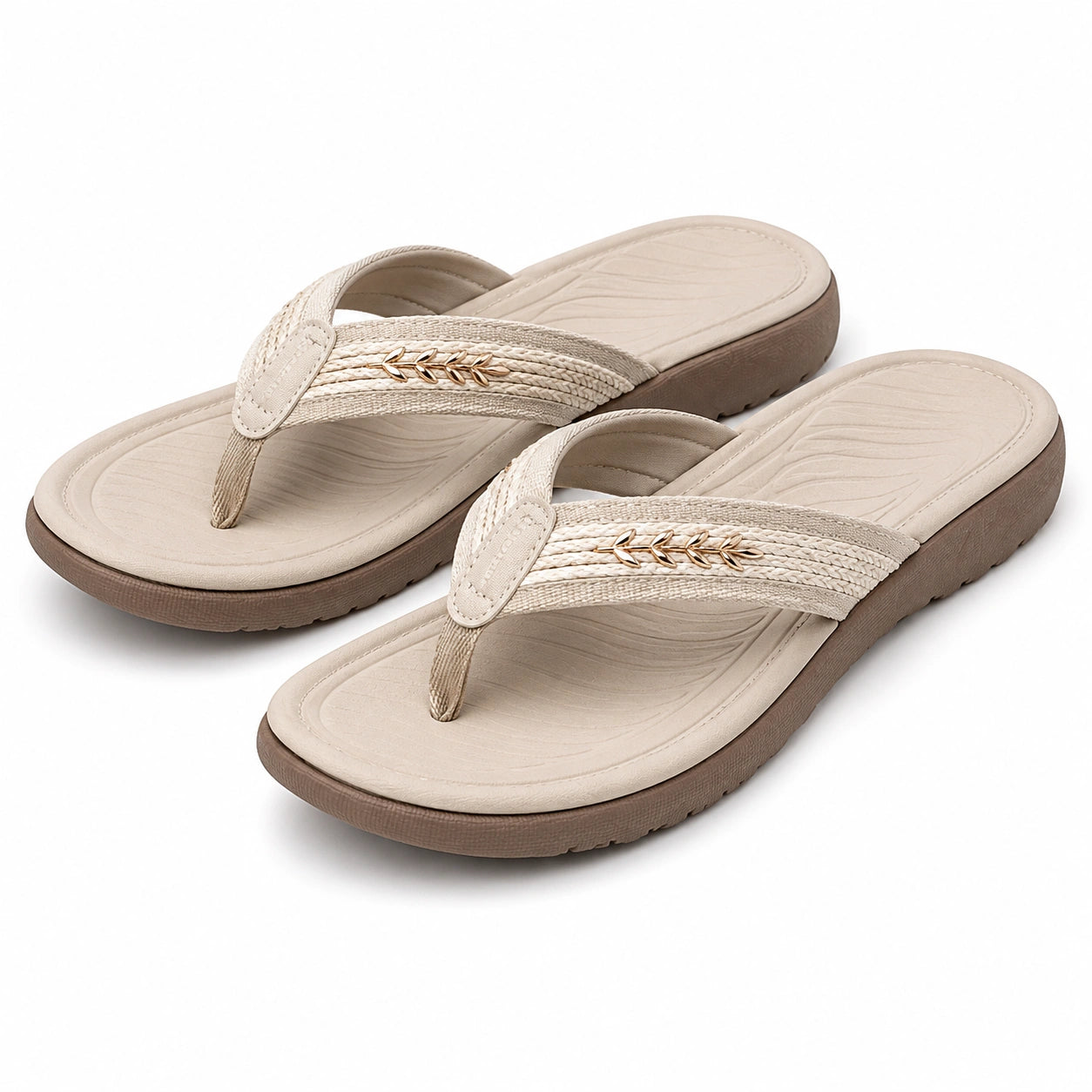 Infradito donna taglia 40/41 beige in tessuto - suola sintetica antiscivolo stile casual