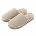 Pantofole da casa 36/37 in tessuto beige a coste con suola antiscivolo
