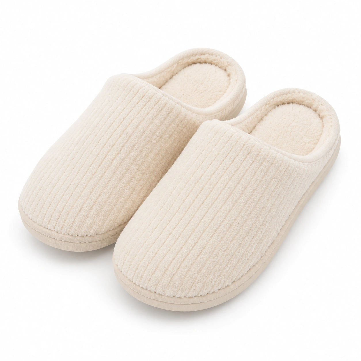 Pantofole da casa 38/39 in tessuto effetto peluche beige - chiuse e morbide