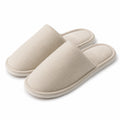Pantofole da casa 40/41 in tessuto a coste beige con suola piatta